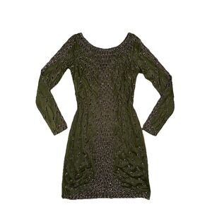 Aiden Mattox Green Beaded Elevated Long Sleeve Cocktail Dress Womens Sz 8